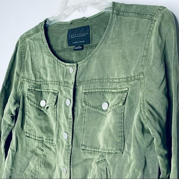 Anthropologie Sanctuary army green utility colorless linen  jacket size XS - Picture 4 of 9
